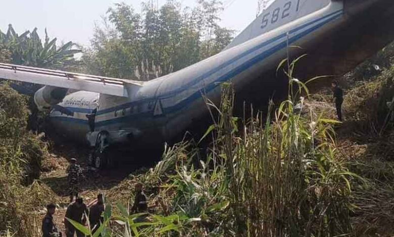 Myanmar military aircraft overshoots runway in Mizoram, 8 crew injured, flight operations suspended (video)