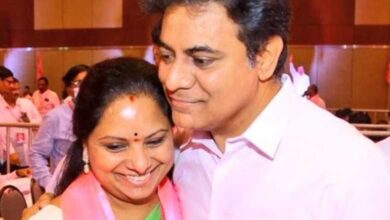 BRS leader KT Rama Rao meets K Kavitha at CBI office in Delhi