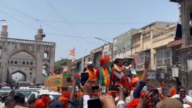 Hyderabad's BJP nominee files nomination with rally from Charminar