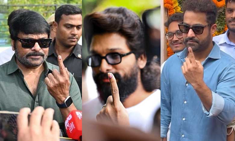 Chiranjeevi, Jr NTR, Allu Arjun cast votes in Hyderabad