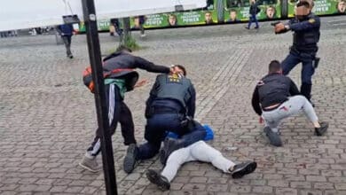 MANNHEIM KNIFE ATTACK Knife-wielding attacker at anti-Islam event shot at by German police (Video)