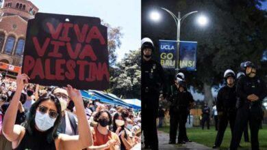 Hundreds of pro-Palestinian protesters remain on UCLA campus despite police ordering them to leave