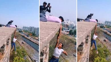 Girl dangles mid-air for reel, Pune Police nab 2 for daredevil stunt