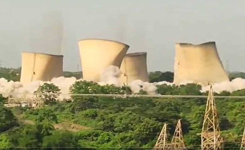 Telangana news | Eight cooling towers of KTPS imploded