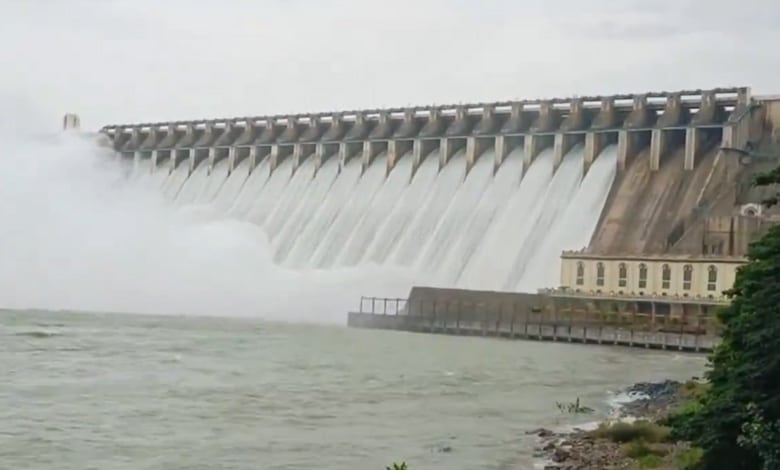 Telangana News | 22 crest gates of Nagarjuna Sagar opened to release floodwater