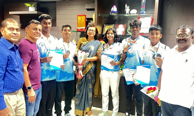 Hyderabad News | Felicitation Ceremony Honors Telangana’s Medalists from Junior National Aquatic Championship