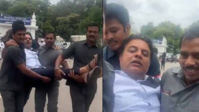 BRS Protests Disrupt Assembly Marshals Evict MLAs, Including KTR: Video