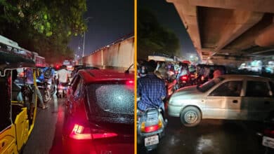 Illegal Parking Under Langar House Flyover Causes Traffic Chaos Amidst Heavy Rains