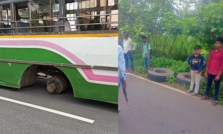 Telangana Shocker: Overloaded RTC Bus Loses Tires in Morapelli Blowout