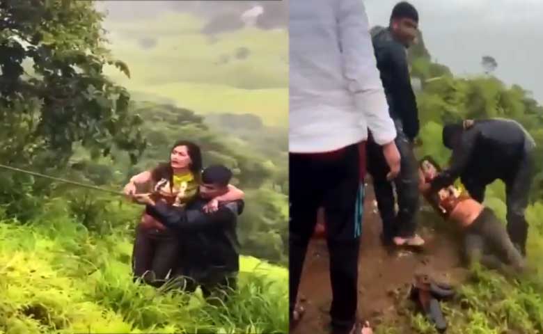 Viral Video Captures Young Woman Falling into Gorge While Taking Selfie; Rescued Safely