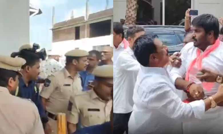 Telangana News | Police stop BRS leaders from marching to defected MLA's house