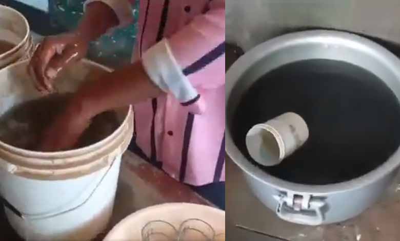 Telangana News | Caught Washing Plates and Glasses with Drainage Water