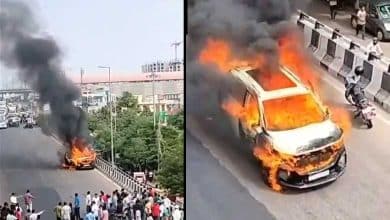 Car Engulfed in Flames Rolls Forward on Jaipur-Ajmer Road, No Injuries Reported