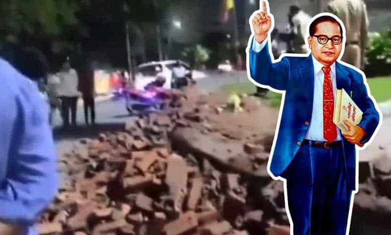 Heightened Security at Dr. BR Ambedkar Statue as Tensions Persist, Dalit Groups Stage Brief Protest