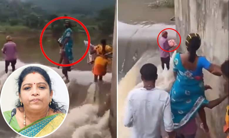 New Mother Crosses Dangerous Stream, AP Tribal Welfare Minister Responds