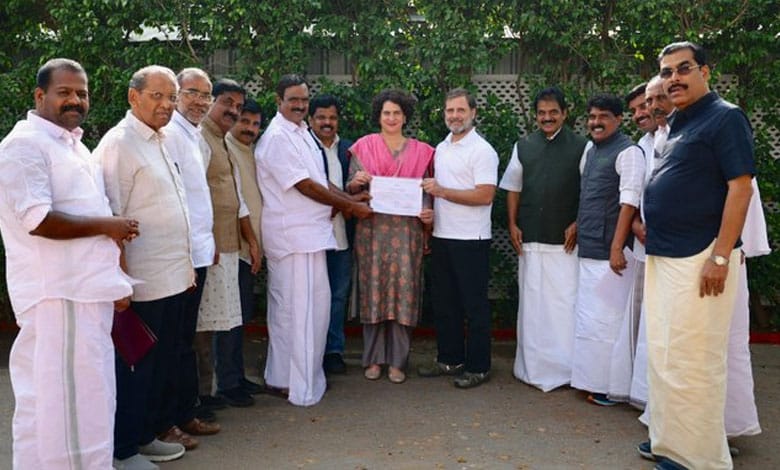 Post maiden LS win, Wayanad Cong leaders give election certificate to Priyanka Gandhi