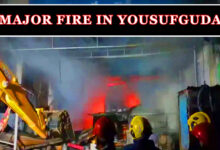 Hyderabad Blaze: Midnight Fire Engulfs SR Automobiles on Yousufguda Main Road