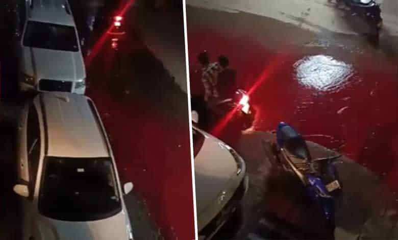 Blood-like liquid on roads in Hyderabad’s Jeedimetla sparks panic