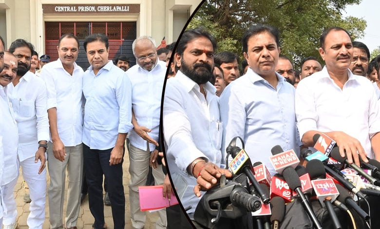 KTR Visits Narender Reddy in Cherlapally Jail, Accuses Revanth Reddy of Political Vendetta