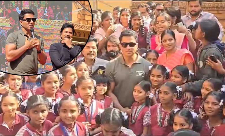 Actor Sonu Sood Engages with Students During Visit to School in Shamsabad