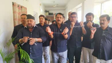 BRS MLAs reach Telangana Assembly wearing handcuffs as mark of protest