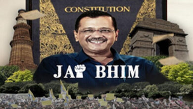 BJP fumes as AAP 'replaces' Ambedkar's photo with Kejriwal's in Constitution visual