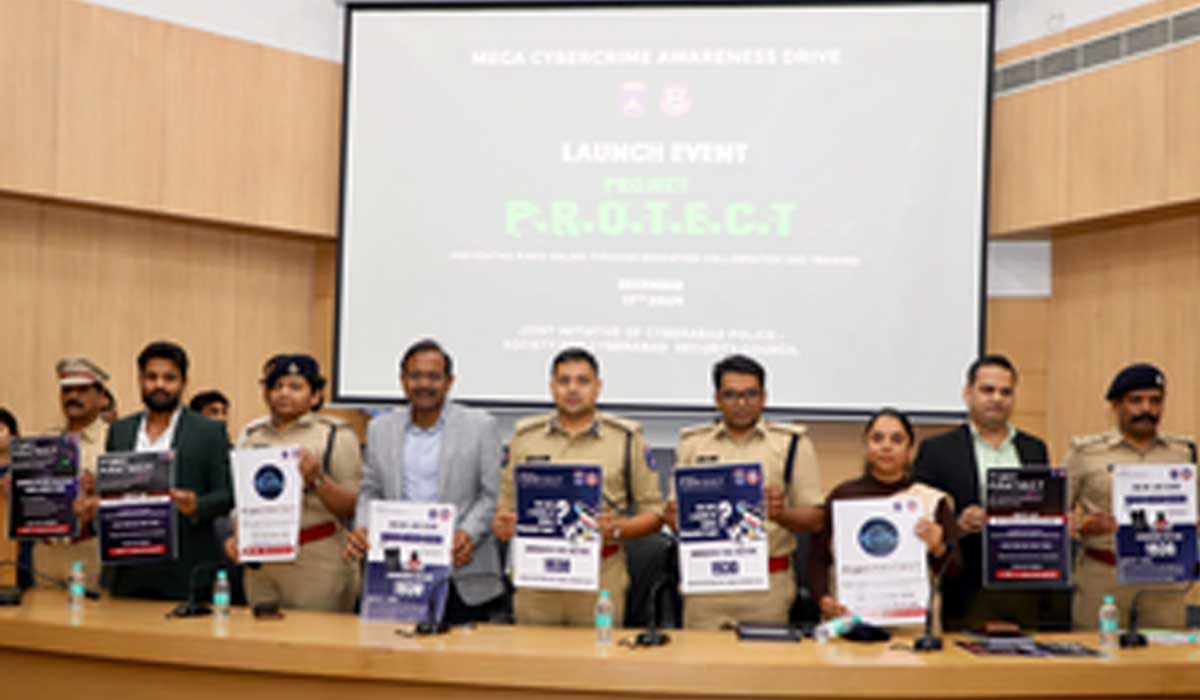 Hyderabad Cyberabad Police Commissioner Avinash Mohanty inaugurates the P.R.O.T.E.C.T. awareness initiative in collaboration with SCSC to tackle rising cybercrimes.