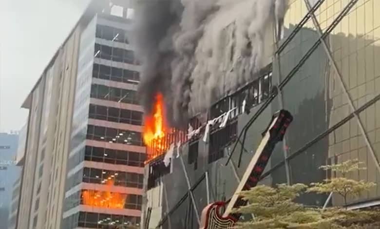 Fire breaks out in high-rise building in Hyderabad’s IT hub: Video