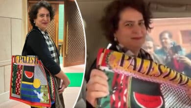 Priyanka’s bag with ‘Palestine’ inscribed on it turns heads in Parliament