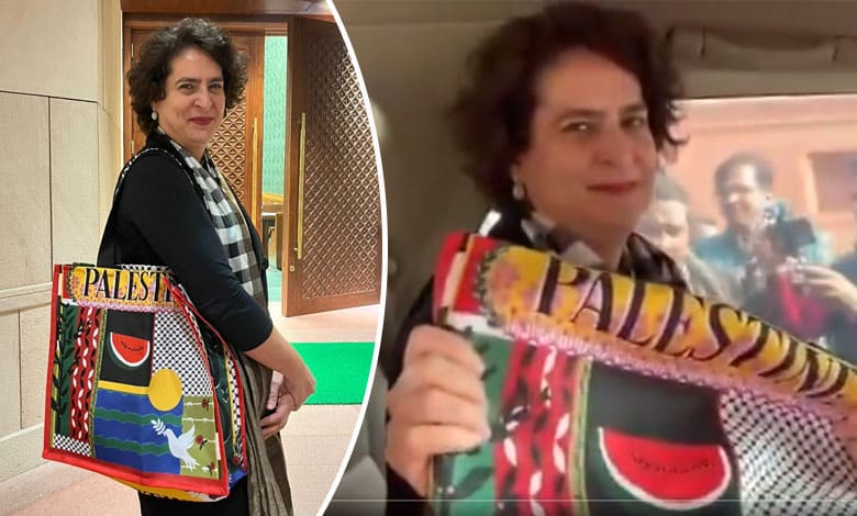 Priyanka’s bag with ‘Palestine’ inscribed on it turns heads in Parliament