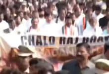 TPCC stages 'Chalo Raj Bhavan' protest against stand of centre on Manipur and Adani