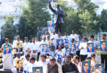 Congress legislators stage sit-in at Ambedkar statue in Telangana Assembly