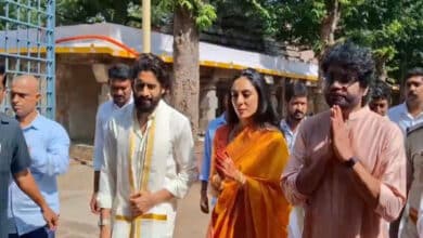 Naga Chaitanya, Sobhita Dhulipala visit temple in Andhra Pradesh with Nagarjuna