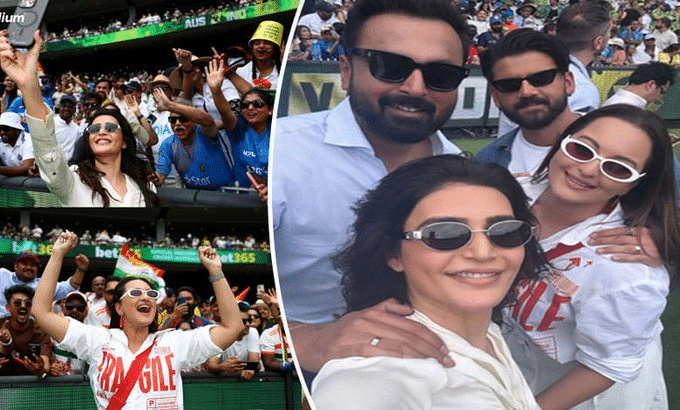 image 54 Sonakshi Sinha Karishma Tanna cheer for team India during the Boxing Day Match in Melbourne