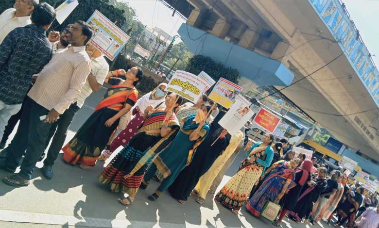 Tense Situation in Basheerbagh as Samagra Shiksha Teachers Rally for Permanent Appointments