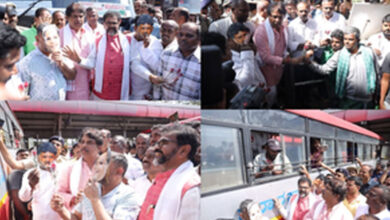 BJP Protests Karnataka’s 15% Bus Fare Hike by Distributing Roses to Male Passengers