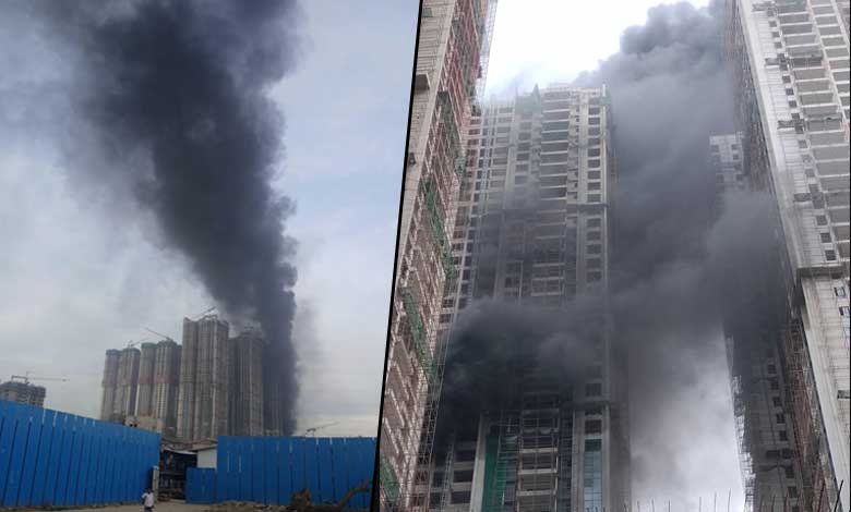 KOKAPET 1 Hyderabad: Major Fire Breaks Out at Under-Construction Building in Kokapet